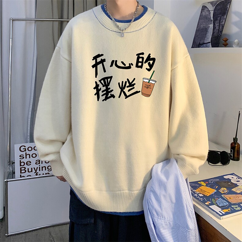 假两件毛衣男大码加绒针织衫男毛线衣M80348-P55加绒P70,男装针织衫/毛衣,电商A040