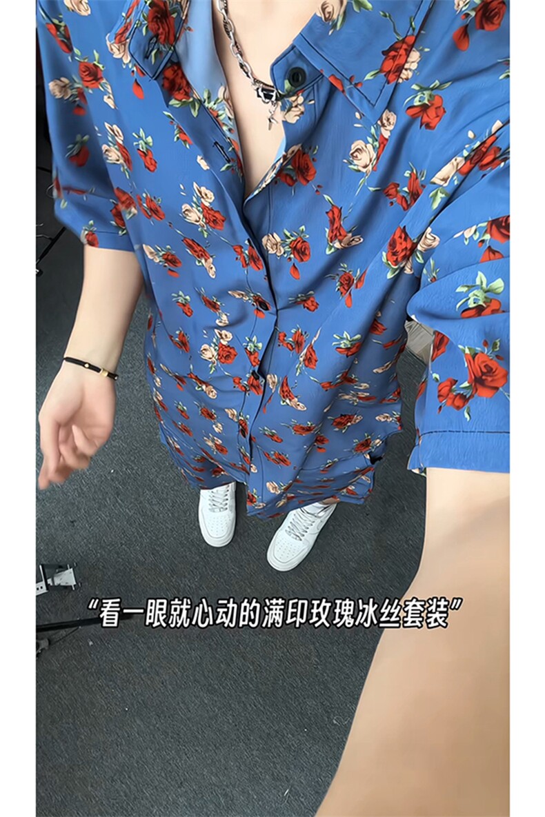 1短袖衬衫男+短裤男套装男聚酯纤维M-5XL大码TZ78702P50控98,男装牛仔裤,星座226-2