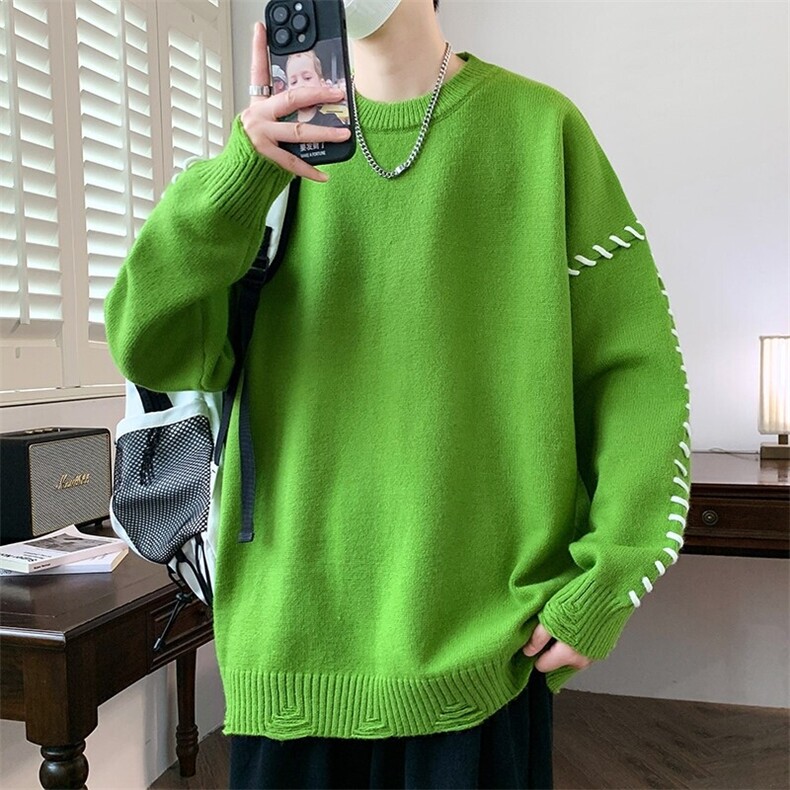 84601-P50秋冬新款休闲毛衣男长袖针织衫港风宽松打底衫，男装针织衫/毛衣，电商D310B