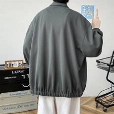 2023秋装新品潮纯色青少年开衫夹克简约刺绣休闲外套男女483-P30，男装夹克，电商A441-1