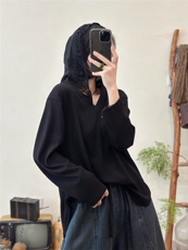 2025连帽竹节棉长袖上衣百搭时尚，女装衬衫，湘姗