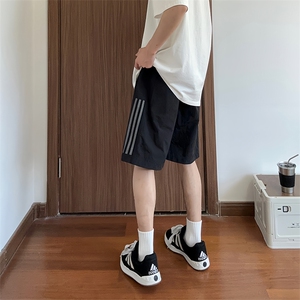 大量现货 休闲短裤男ins薄款速干侧边条纹直筒裤夏季DK706-P40图片