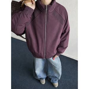 高品质春装新款老钱风美式高街解构立领棒球服飞行夹克潮休闲外套图片