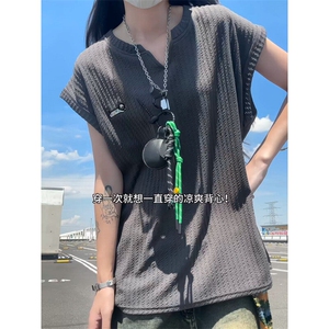 XZ809A/SSS10/P35/控48   肌理感腊小狗绣花背心T恤图片