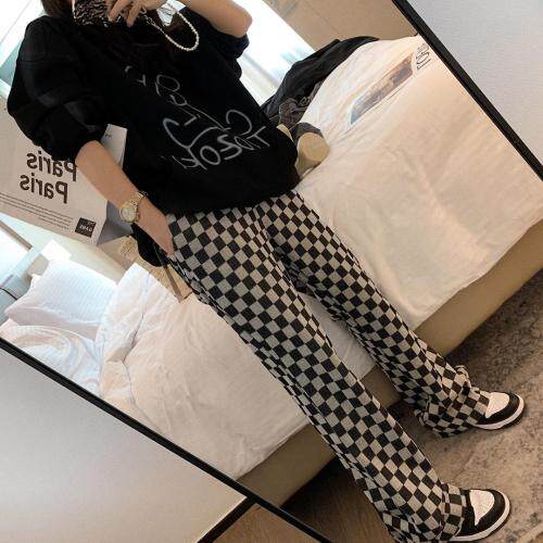 棋盘格阔腿裤，其它，XTZ style