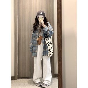 【有货】cleanfit美式复古蓝色格子衬衫长袖衬衣外套XC283LL-P40图片