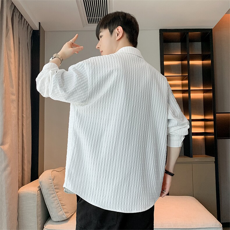 长袖衬衫日系港风ins宽松衬衣男生潮流百搭休闲外套C0557-P58,男装衬衫,星座308B-2
