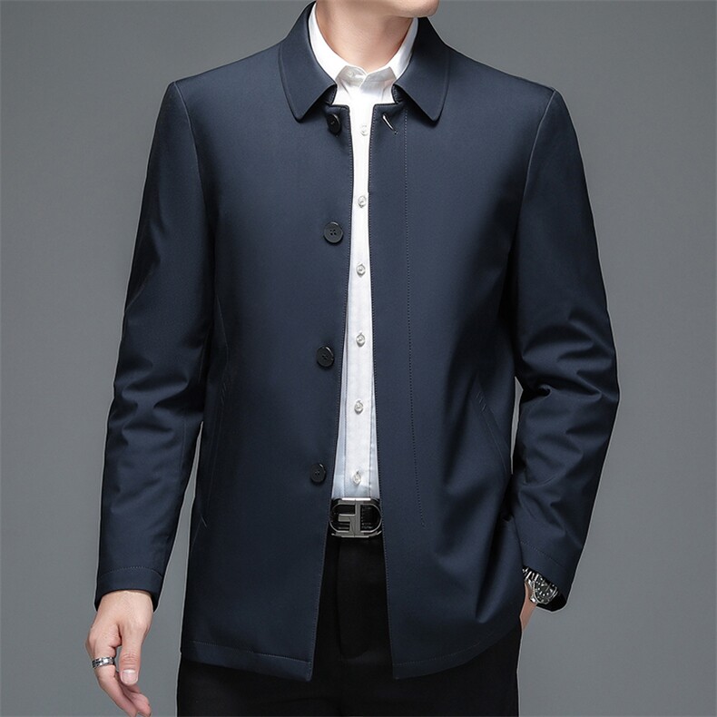 2023新款中年男士翻领加绒加厚羽绒服冬季爸爸装商务休闲保暖外套,男装羽绒服,电商B212（原钱塘6029）