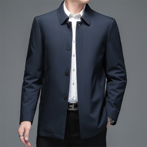 2023新款中年男士翻领加绒加厚羽绒服冬季爸爸装商务休闲保暖外套图片
