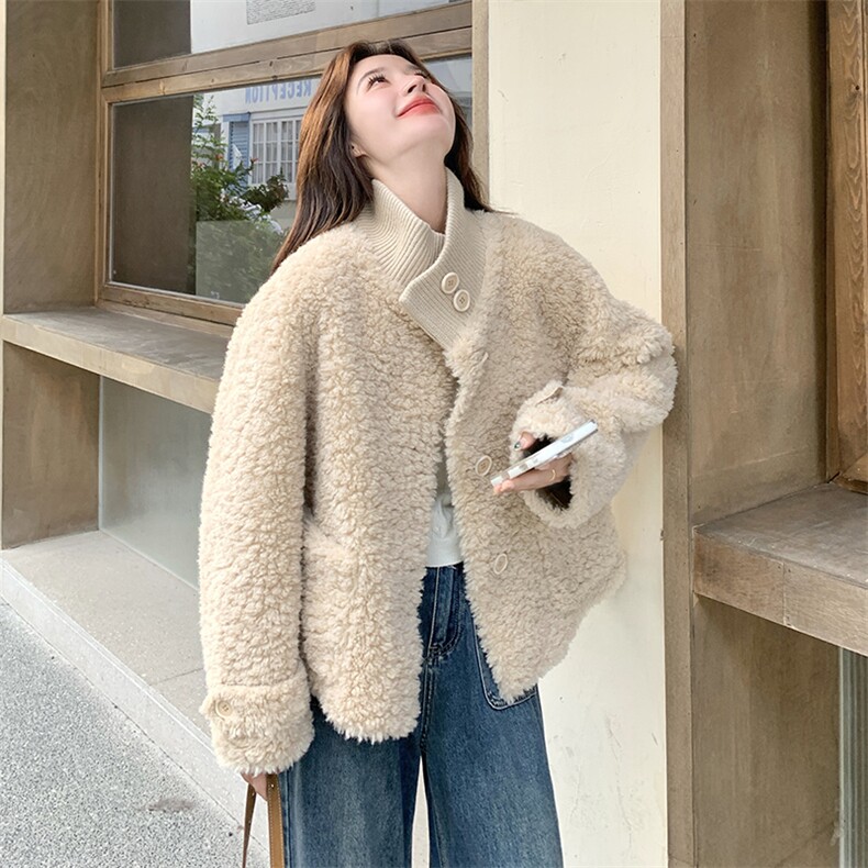 2025xian货针织拼接皮毛一体B109-9870-225-318,女装短外套,2B109