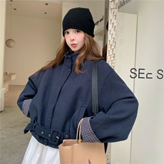 秋冬新款立领毛呢夹棉外套女2025新款韩系外套A569P185K268，女装短外套，2C268
