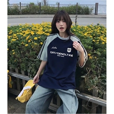 抖音得物品质二开240克宽松纯棉美式潮牌插肩三杠织带短袖T恤，男装T恤，电商A486