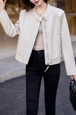 现货立领拉链长袖小个子短款海宁仿绵羊皮皮衣外套女2024年秋季，女装皮衣，江南女神