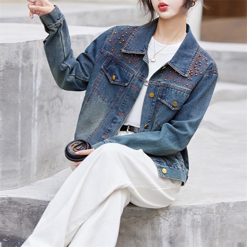 牛仔外套女新款2024年春秋季韩版设计感气质洋气小个子百搭上衣,女装牛仔外套,美拉德工厂直营店