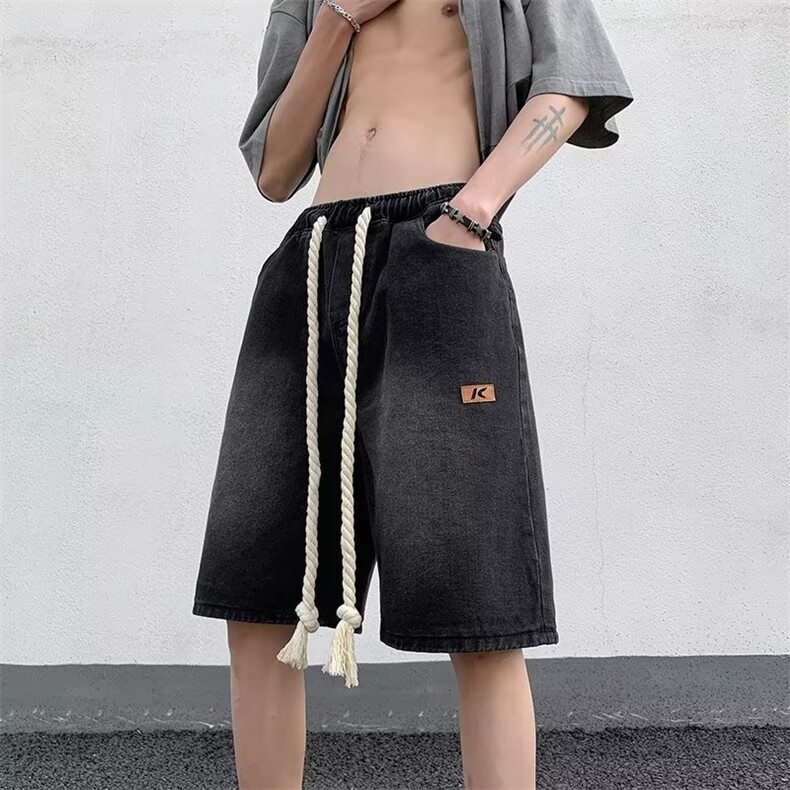 牛仔短裤男士夏季美式复古直筒裤子休闲百搭痞帅中裤潮DK6604-P38图片