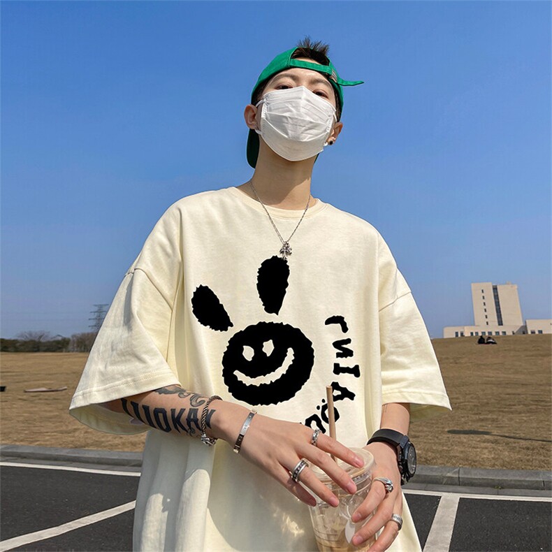 抖音得物二开现货供应220克夏装重磅美式高街宽松短袖t恤MT58,男装T恤,电商A486-1