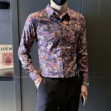 春秋季男士个性痞帅印花长袖衬衫修身韩版上衣301A-1/C22/P55，男装衬衫，星座301A-1