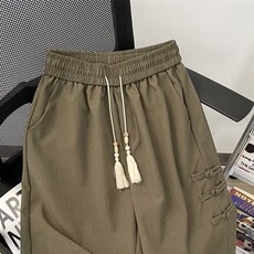 新中式风盘扣设计高级感短裤男士夏季潮牌痞帅休闲五分中裤，男装牛仔裤，星座1210-1