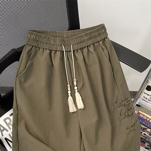 新中式风盘扣设计高级感短裤男士夏季潮牌痞帅休闲五分中裤图片