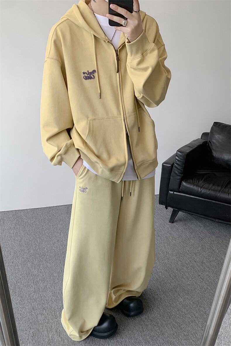 麂皮绒连帽卫衣运动套装男校园风运动服两件套学生班服TZ115-P128,男装休闲套装,电商D206-1