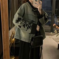 新中式风牛仔外套女盘扣绣花短款百搭C742-98，男装工装外套，星座911-2(原星座613-2）