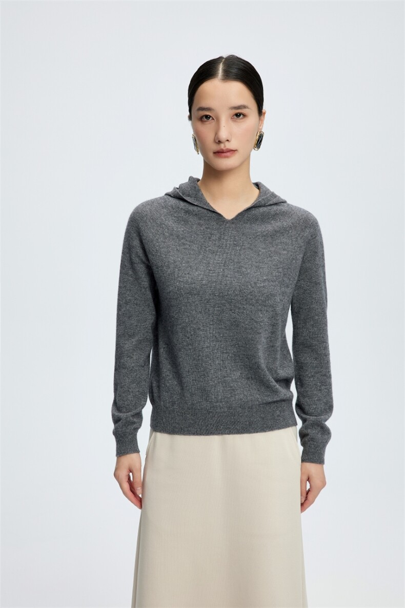 v领套头毛衣女连帽针织秋冬休闲宽松打底衫,针织衫/毛衣,玛卡隆羊绒