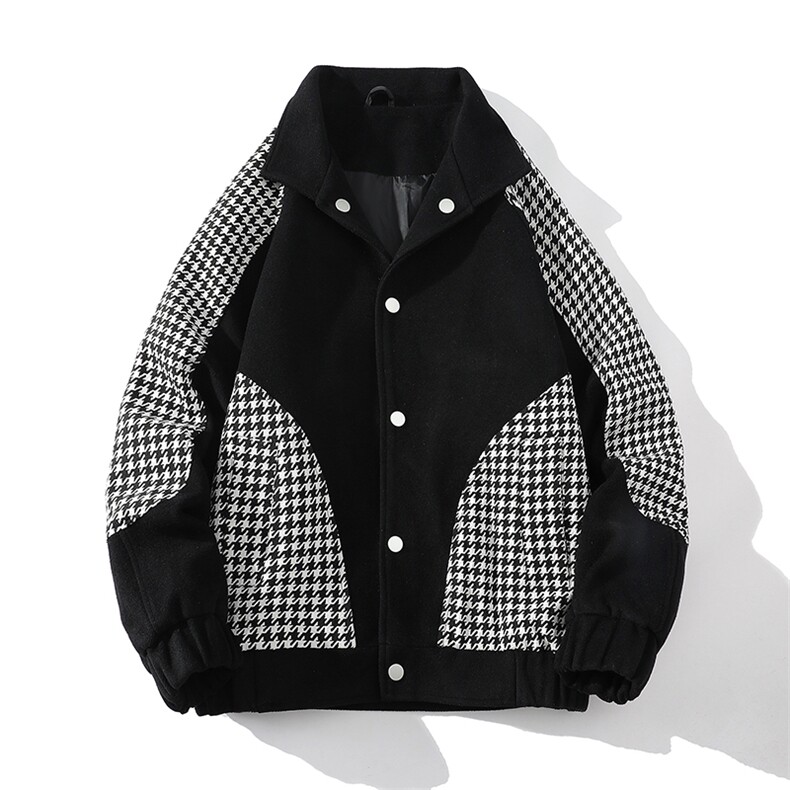 秋冬毛呢夹克男外套男小香风棒球服男加厚G500-P105加绒P125白底A,男装夹克,星座401