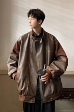 港风模特肩膀民族风大码M-5XL夹克男情侣皮衣外套JK8756P110控149，男装民族服装，星座227-7