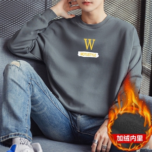 男士百搭潮流字母印花休闲套头加绒卫衣大码1511A-2-F055加绒-P19图片