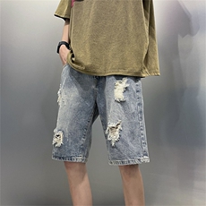夏季破洞牛仔短裤男，男装牛仔裤，星座410-7