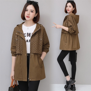 大货已出2023春装时尚简约拼接大方休闲修身百搭潮流风衣外套,女装风衣,依万里