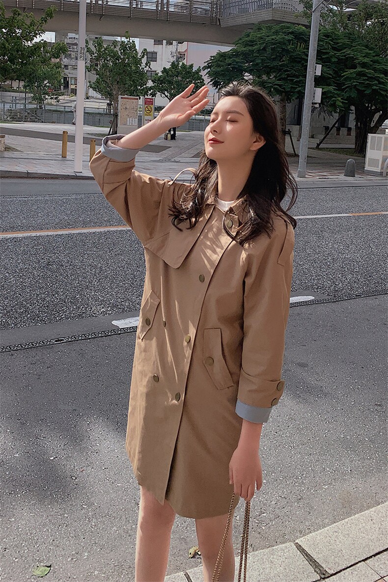现货2021春季新款英伦风风衣浙宝292A货号L032,女装风衣,时倾STUDIO