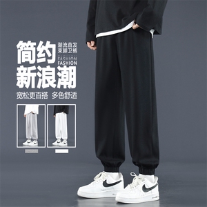 简约新潮长裤宽松百搭多色舒适黑卫裤亲柔休闲裤WK602-1特批22