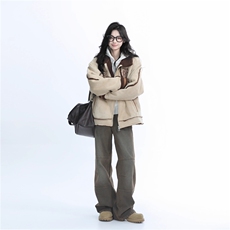 【坐吃山空】冬季加厚麂皮绒羊羔毛棉服外套女美式复古棉袄夹克潮，男装夹克，星座1210-1