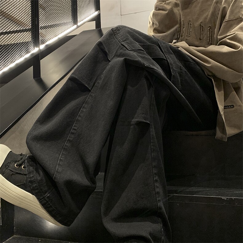 秋季新款工装口袋打褶牛仔裤XZ604-KN14-P50控78,男装牛仔裤,星座604