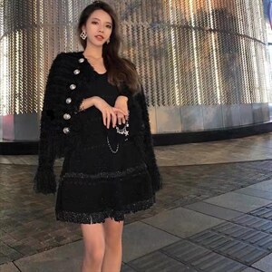 现货哦流苏小香针织外套，黑白两个色,其它,CHERRY·印