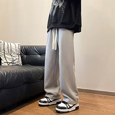 加绒加厚休闲裤子男秋冬季日系复古直筒卫裤宽松阔腿长裤KH01，男装休闲裤，星座1116A-1（原606A）
