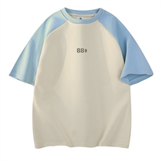 杏色拼天蓝袖