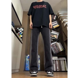 美式街头直筒牛仔裤男士潮牌水洗垂感高街扎染裤子男906999-P45图片