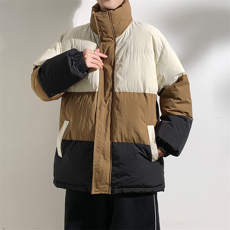 港风2026新品冬季宽松情侣装撞色棉衣棉服冬装加厚外套D007-P90,男装棉衣,星座717