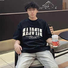 万针全刺绣工艺抖音得物高品质260克重磅纯棉双纱美式高街短袖T恤，男装T恤，电商A486