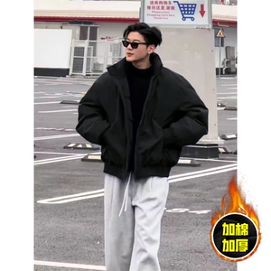 现货美式高街休闲棉衣夹克三防立领纯色户外工装加厚棉服外套,v领蓝色格子西装连衣裙怎么搭配图片