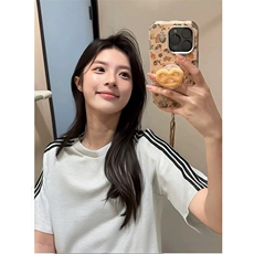 抖音得物品质二开240克宽松纯棉美式潮牌印花三条杠中性风短袖T恤，男装T恤，电商A486