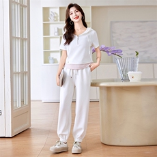 /休闲简约女2024年夏新款时尚短款连帽卫衣裤子，女装卫衣/绒衫，梦懿尔