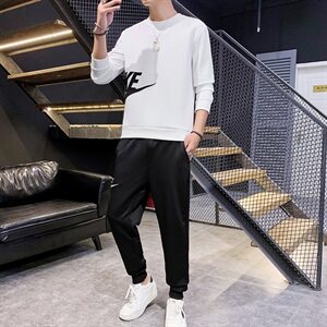 男青少年运动长袖卫衣套装2021年秋季男士圆领休闲两件套S801-P35