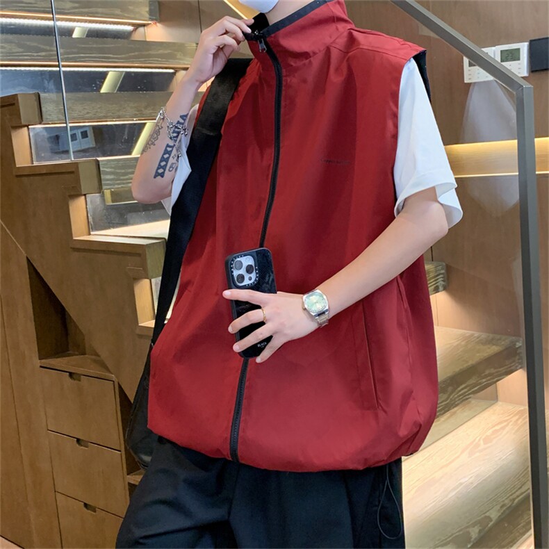 MJ156/P55满天星马甲两面穿休闲男宽松情侣百搭两面服背心外套，男装背心/马甲，电商基地A050