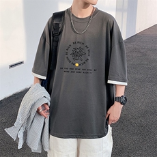 JT55163-P25假两件短袖t恤男大码胖子半袖体恤半截袖港风，男装T恤，电商A040