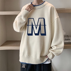 控78假两件毛衣男大码加绒针织衫男毛线衣M80260-P55加绒P70，男装针织衫/毛衣，电商A040