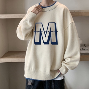 控78 假两件毛衣男大码加绒针织衫男毛线衣M80260-P55  加绒P70图片