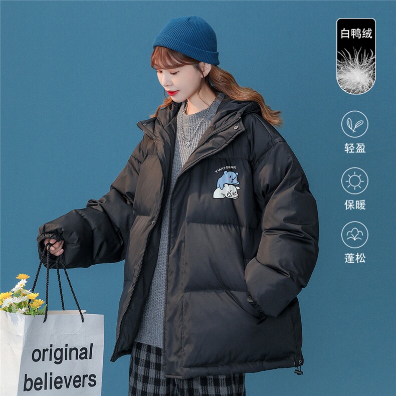 中性22冬季加绒加厚白鸭绒保暖情侣连帽羽绒服外套YR142P225控298，男装羽绒服，A247A